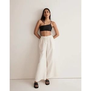 Madewell Double Gauze Drawstring Cream Wide Leg Pants Women's NWT Size S
